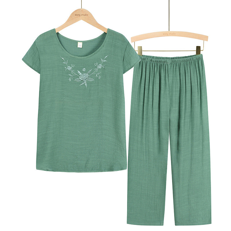 Summer Suit Casual Jacket Short Sleeved T Shirt Home Service Two-Piece Suit