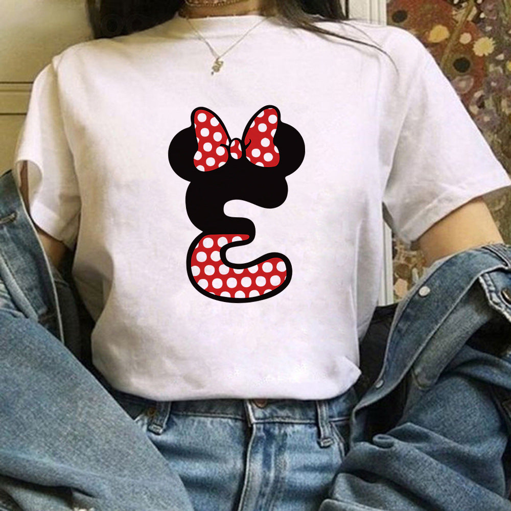 26 English Letters A-Z White Short-sleeved T-shirt