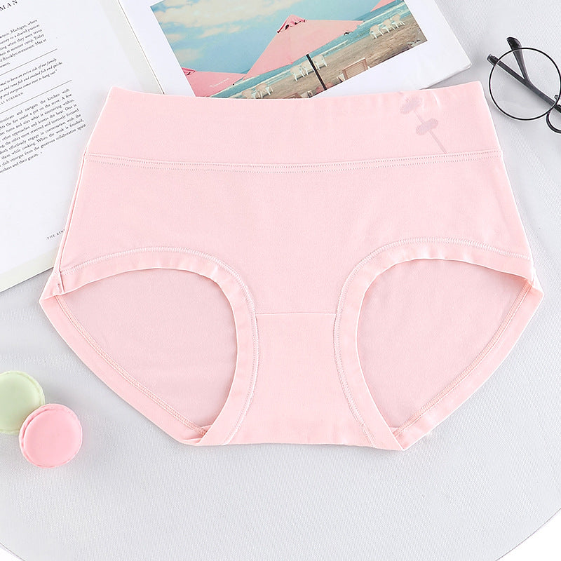 New Printed Mid-waist Solid Color Cotton Panties