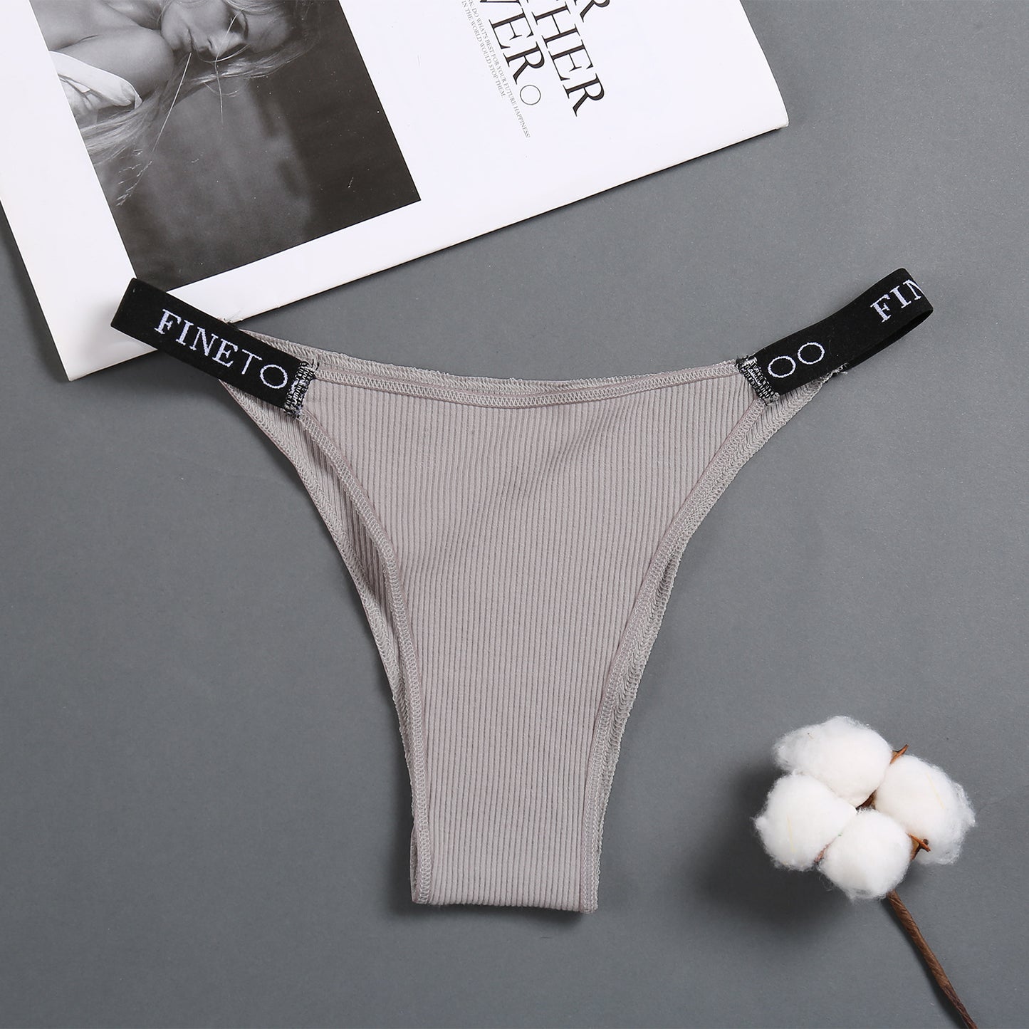 Women's high waist high slit cotton thong
