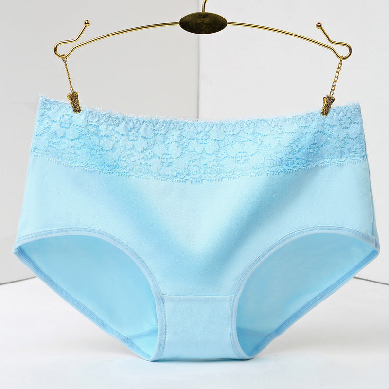 Women's All Cotton Wide Brim Solid Color Lace Mid-rise Women's Underwear