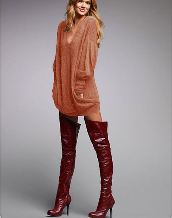V-neck long sleeve t-shirt skirt
