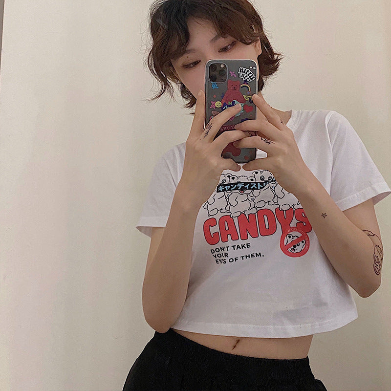 Short Half-Sleeved Top White Butterfly Short-Sleeved T-Shirt