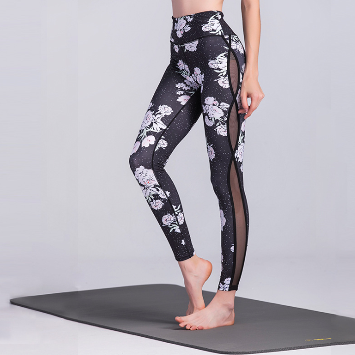 autumn explosions new flower print yoga sports leggings fitness tights