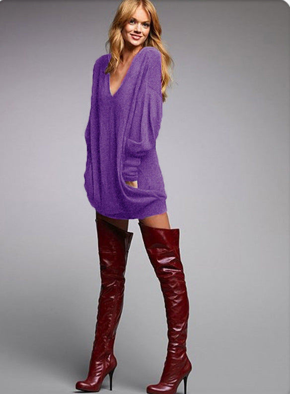 V-neck long sleeve t-shirt skirt