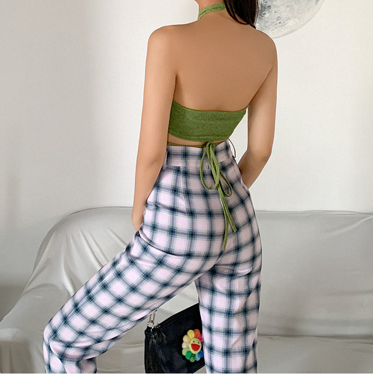 European and American Knitted Chest Wrap Cross Halterneck Vest