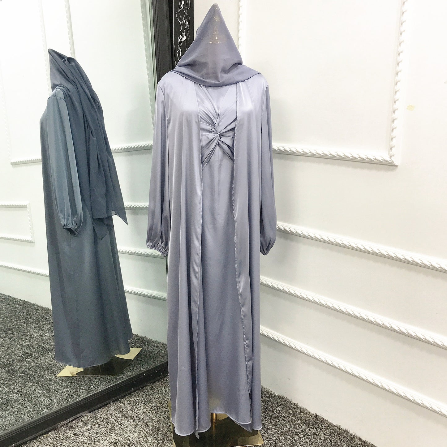 Fashion Solid Color Two-piece Dress Cardigan Suit