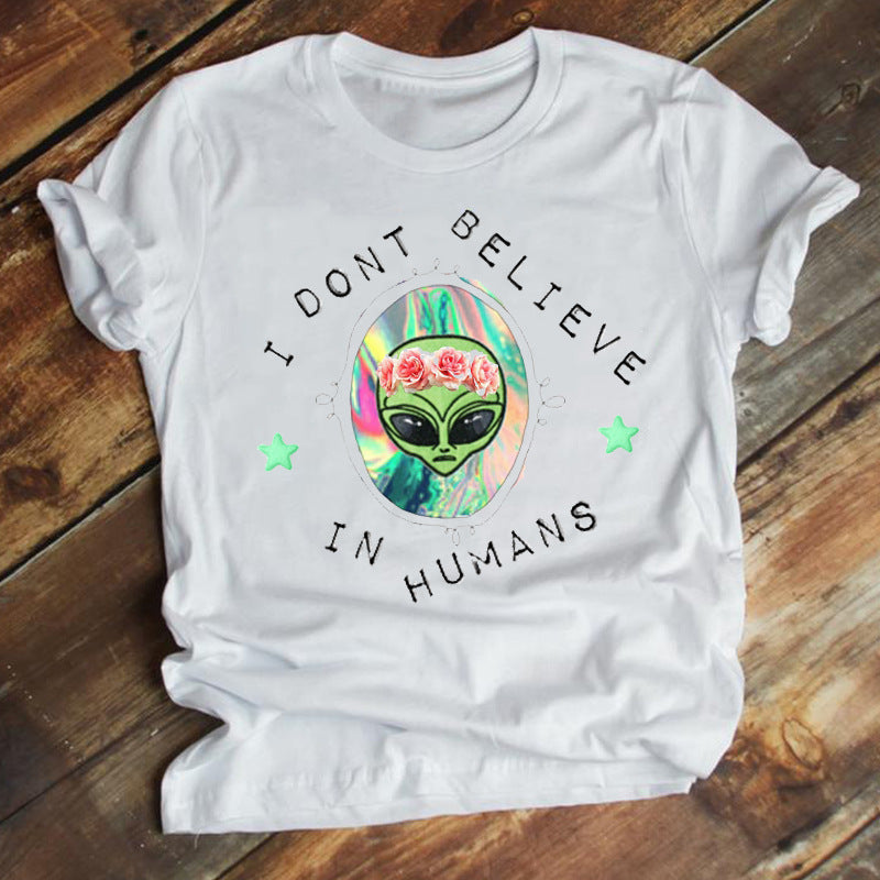 New Fashion Cartoon Printed Short-sleeved T-shirt Female Ins Trend