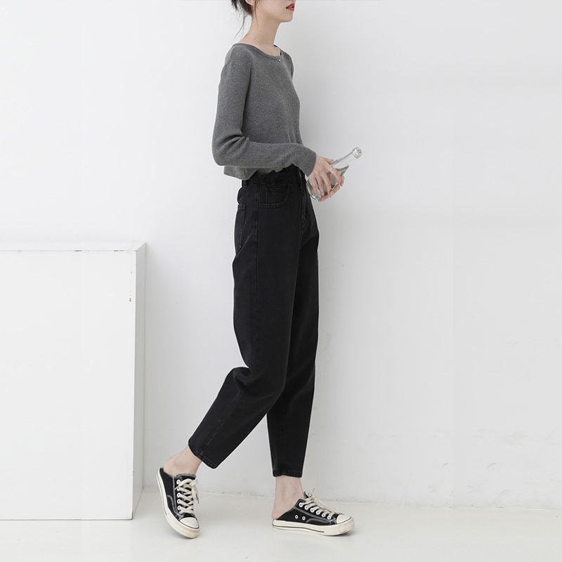 Slim, Thin, Tall, Wide-leg Black Straight-leg Jeans