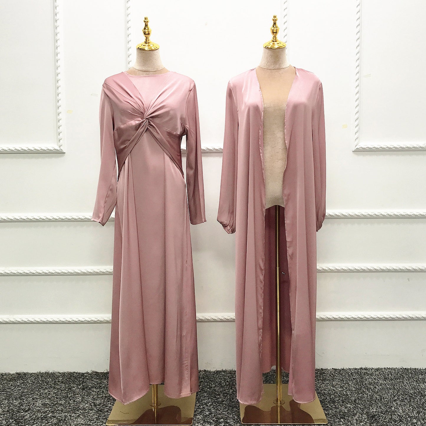 Fashion Solid Color Two-piece Dress Cardigan Suit