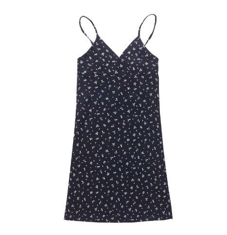 Women's Pure Desire Retro Print V-neck Suspender Dress