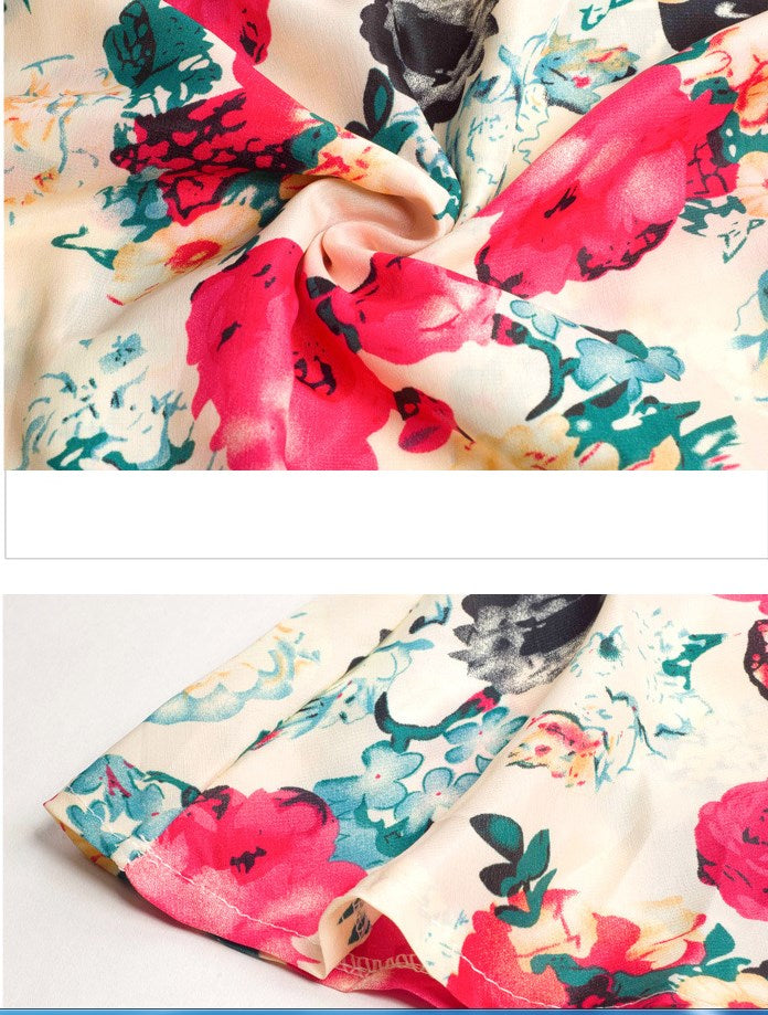 USA SIZE Summer bottom skirt Sleeveless printed chiffon dress Floral vest dress