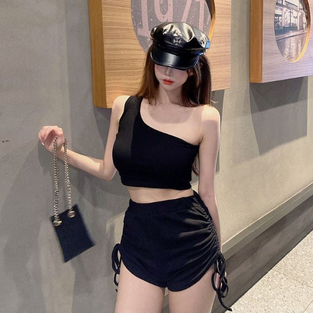 Women's Dancing Tank Top And High Waist Drawstring Shorts Two-piece Suit