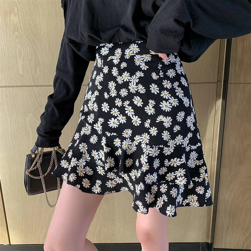Floral chiffon skirt two piece set