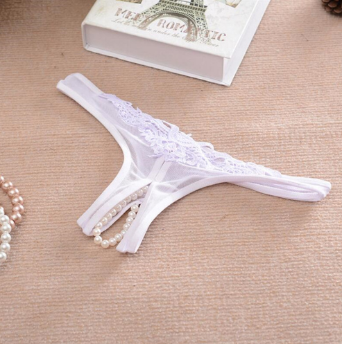Low Rise Woman Panties, Lace  Crotch String Bead Massage Temptation Briefs Ondergoed Ladies, Erotic Lingerie Sexy Underwear