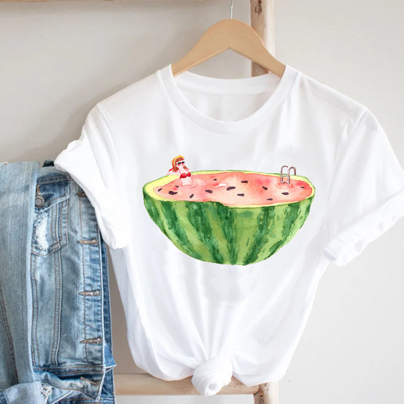 Harajuku Men's Cartoon Short Sleeve Youth Popular Collar Casual Men's T-Shirt