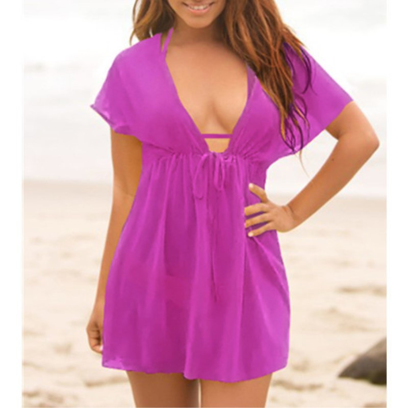 Deep V-Neck Perspective Bikini Blouse