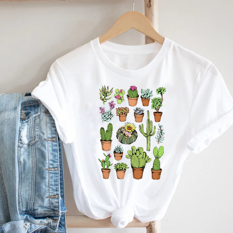 Harajuku Men's Cartoon Short Sleeve Youth Popular Collar Casual Men's T-Shirt