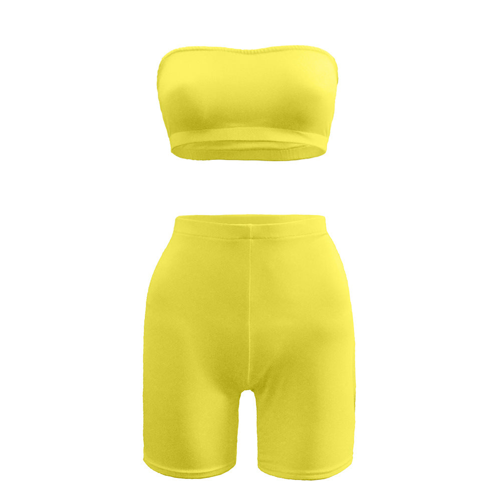 High stretch tights elastic small tube top shorts