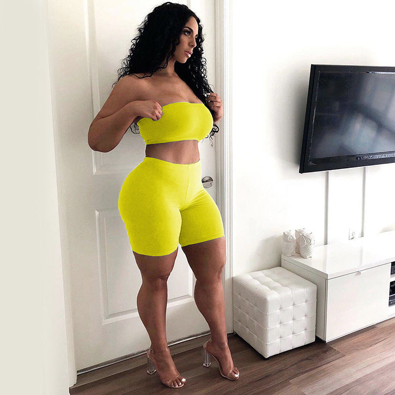 High stretch tights elastic small tube top shorts