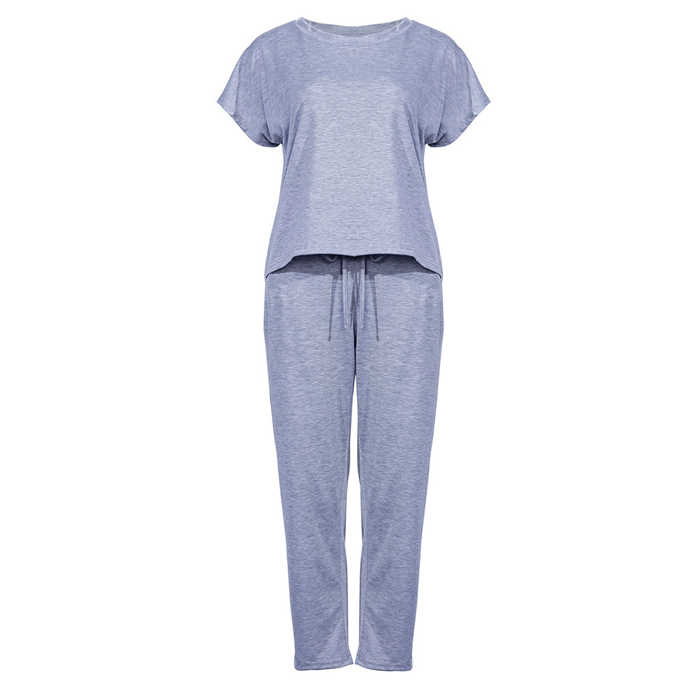 Round Neck Short Sleeve 2 Piece Casual Set