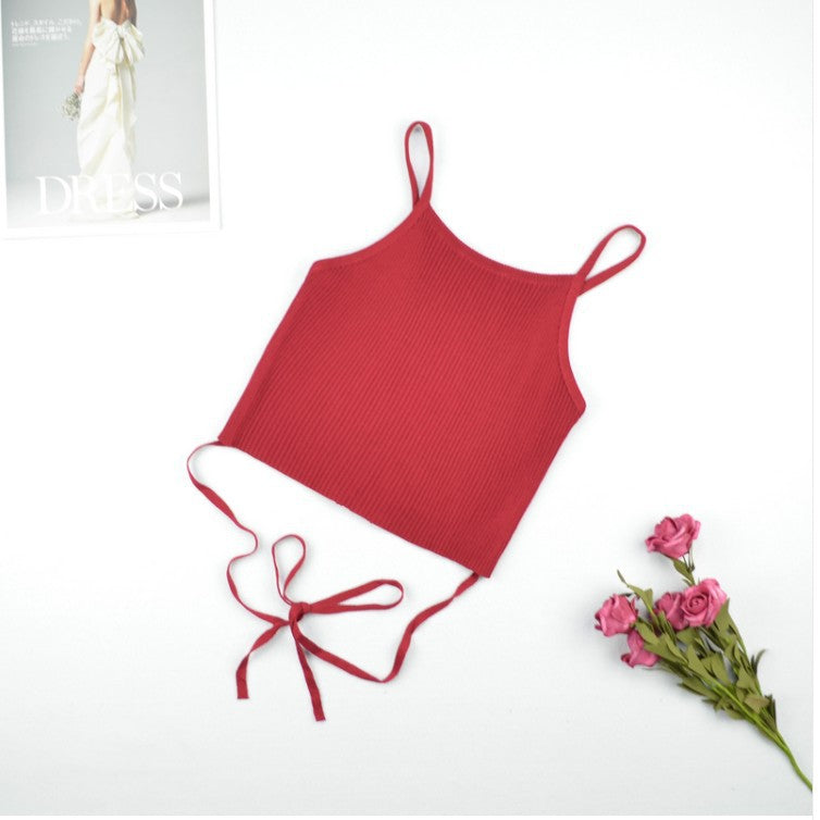 Strapless vest back hollow tie