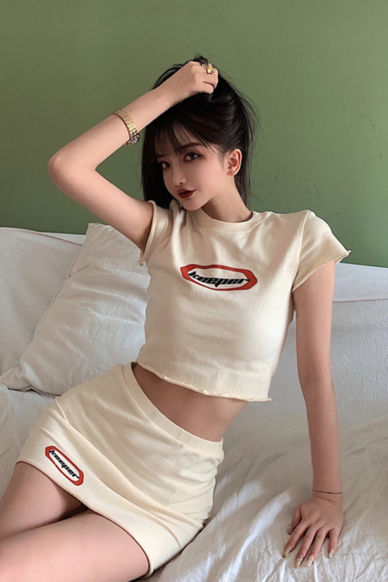 Hip - hugging skirt two-piece fashion set