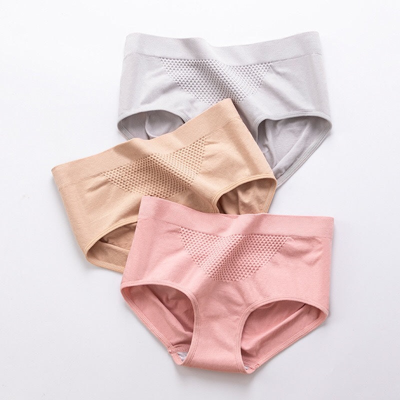 D Honeycomb Mid-waist Slim-fit Hip-lifting Breathable Physiological Girl Underwear