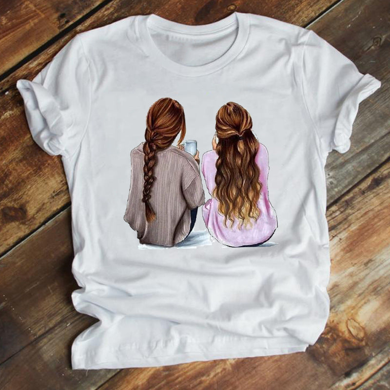 New Fashion Cartoon Printed Short-sleeved T-shirt Female Ins Trend