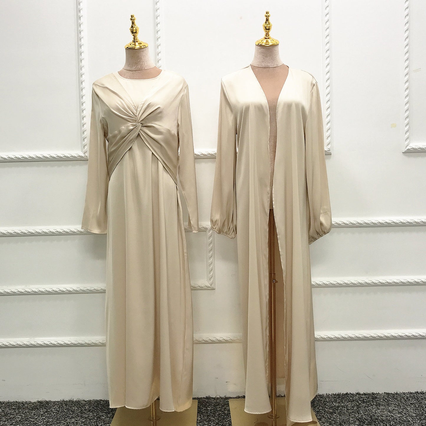 Fashion Solid Color Two-piece Dress Cardigan Suit
