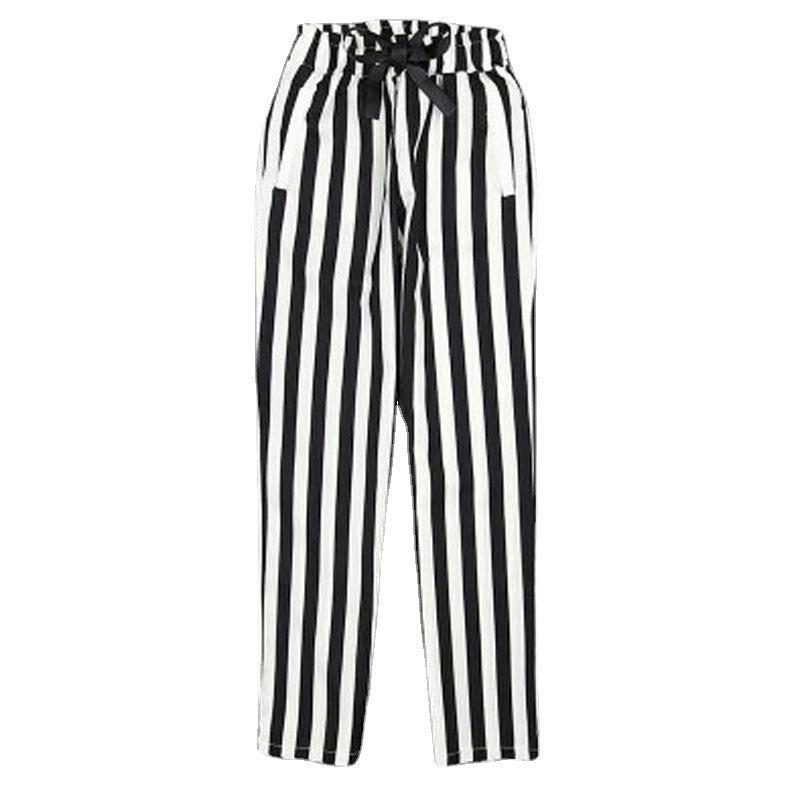New Women's Fashion T-shirt Striped Harem Pants Casual Suit