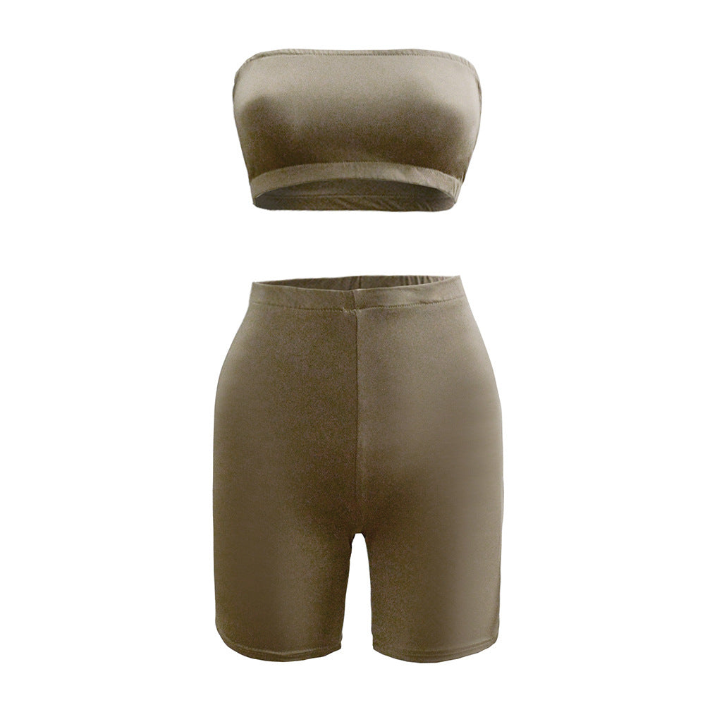 High stretch tights elastic small tube top shorts