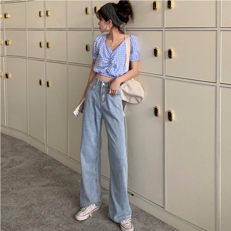 Straight slim wide-leg pants