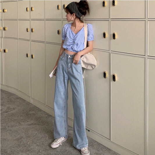 Straight slim wide-leg pants