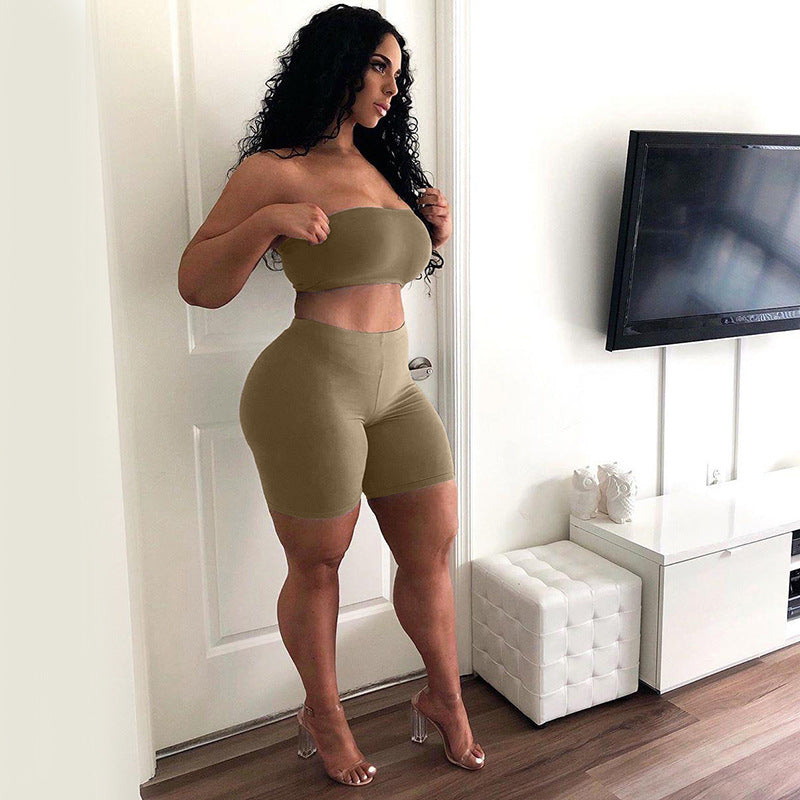 High stretch tights elastic small tube top shorts