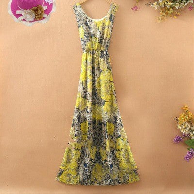 Sling sweet floral chiffon dress