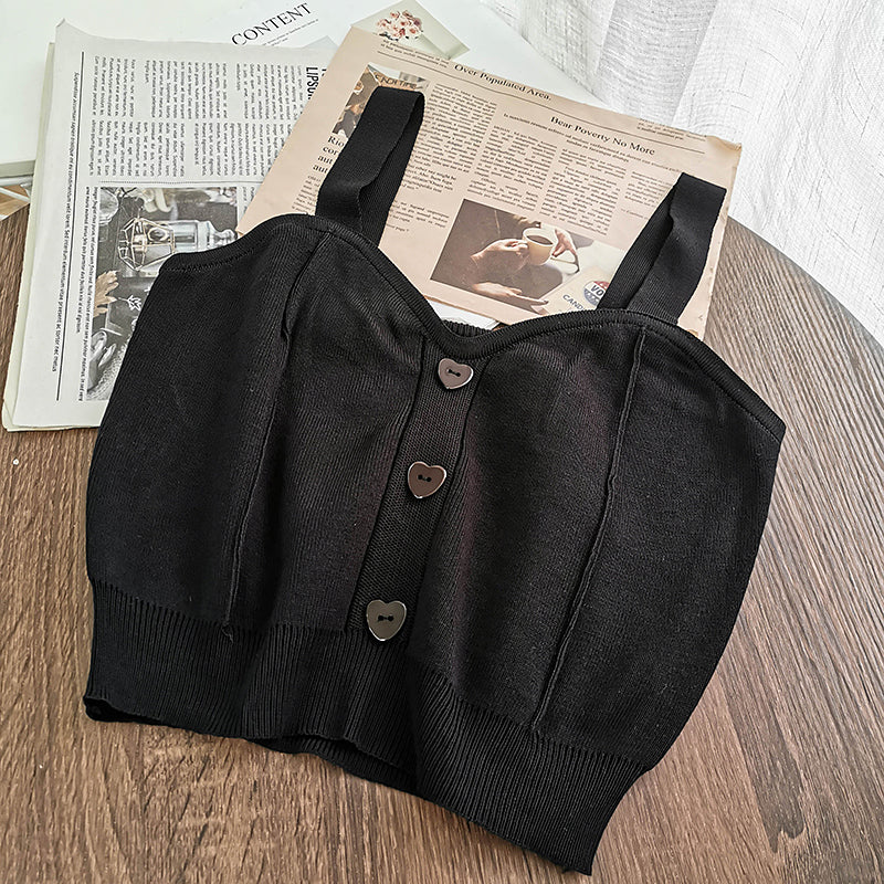Outer Wear Bottoming Shirt Women Short Slim Fit All-match knitted Vest