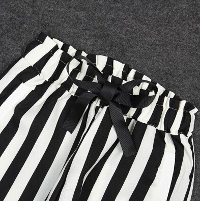 New Women's Fashion T-shirt Striped Harem Pants Casual Suit