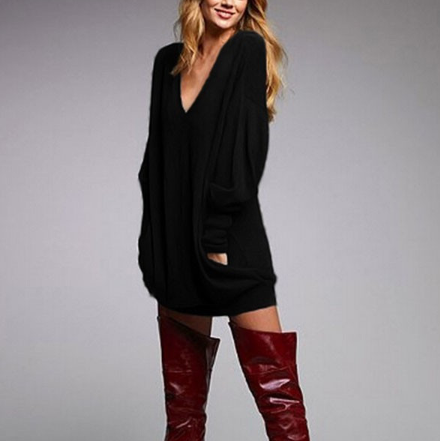 V-neck long sleeve t-shirt skirt