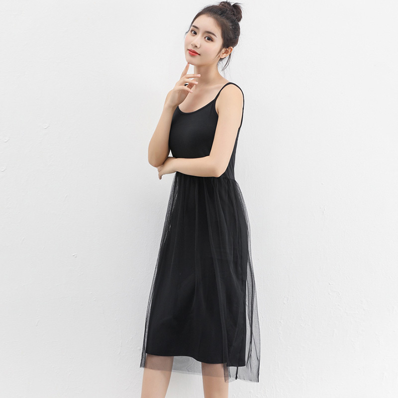 Stitching dress, high waist mesh skirt, camisole, mid-length skirt, pregnant women