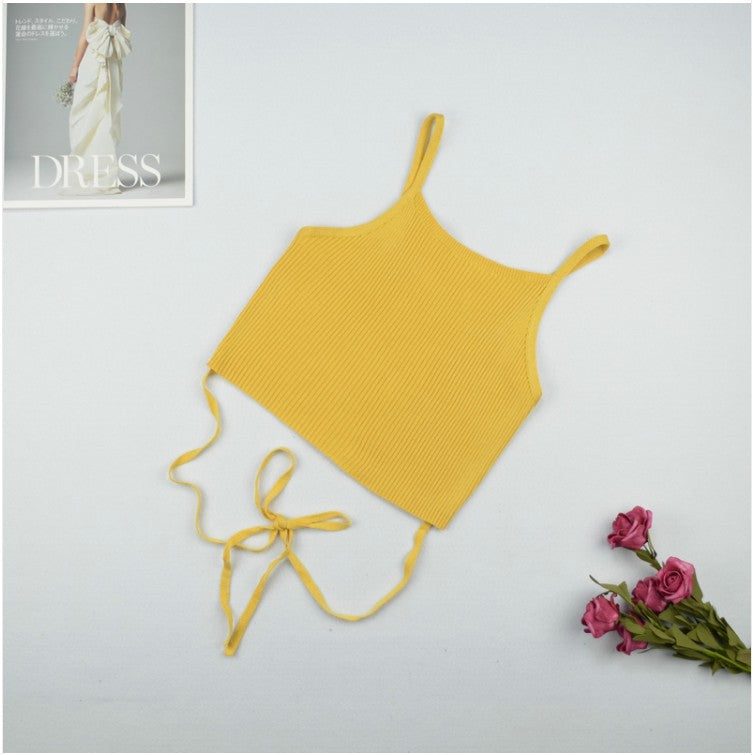 Strapless vest back hollow tie