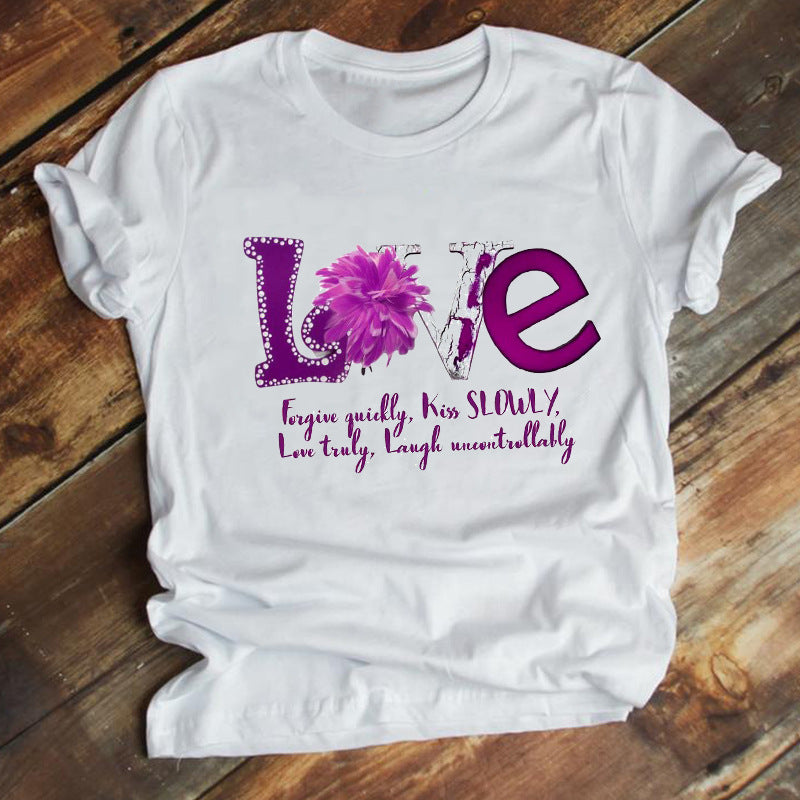 New Fashion Cartoon Printed Short-sleeved T-shirt Female Ins Trend