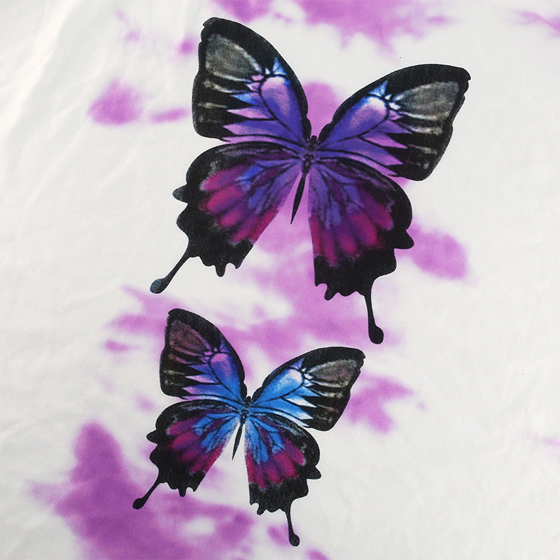 Fashion butterfly print tie-dye suit