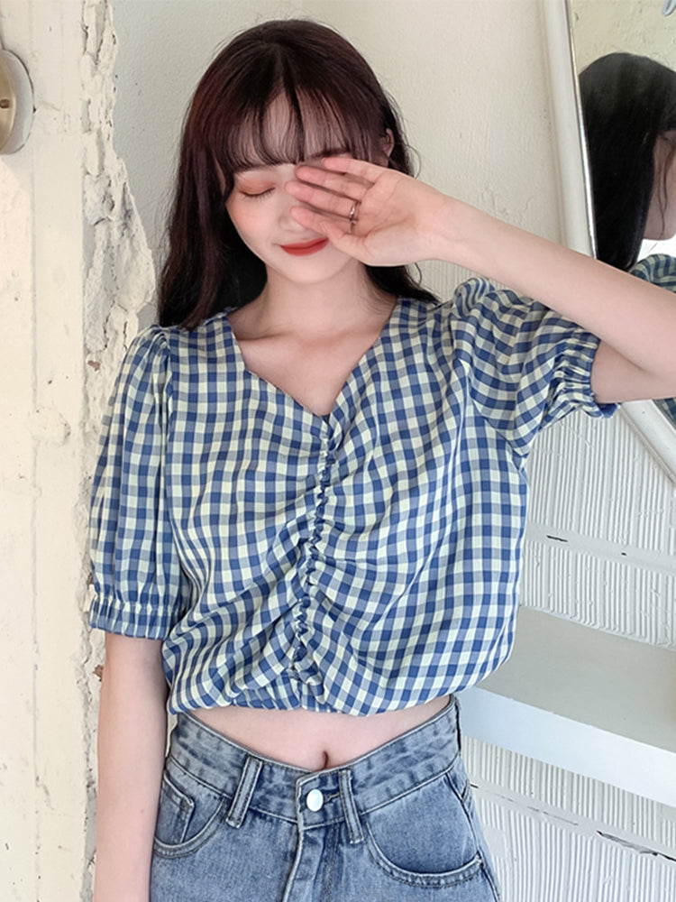 Plaid shirt female design sense niche
