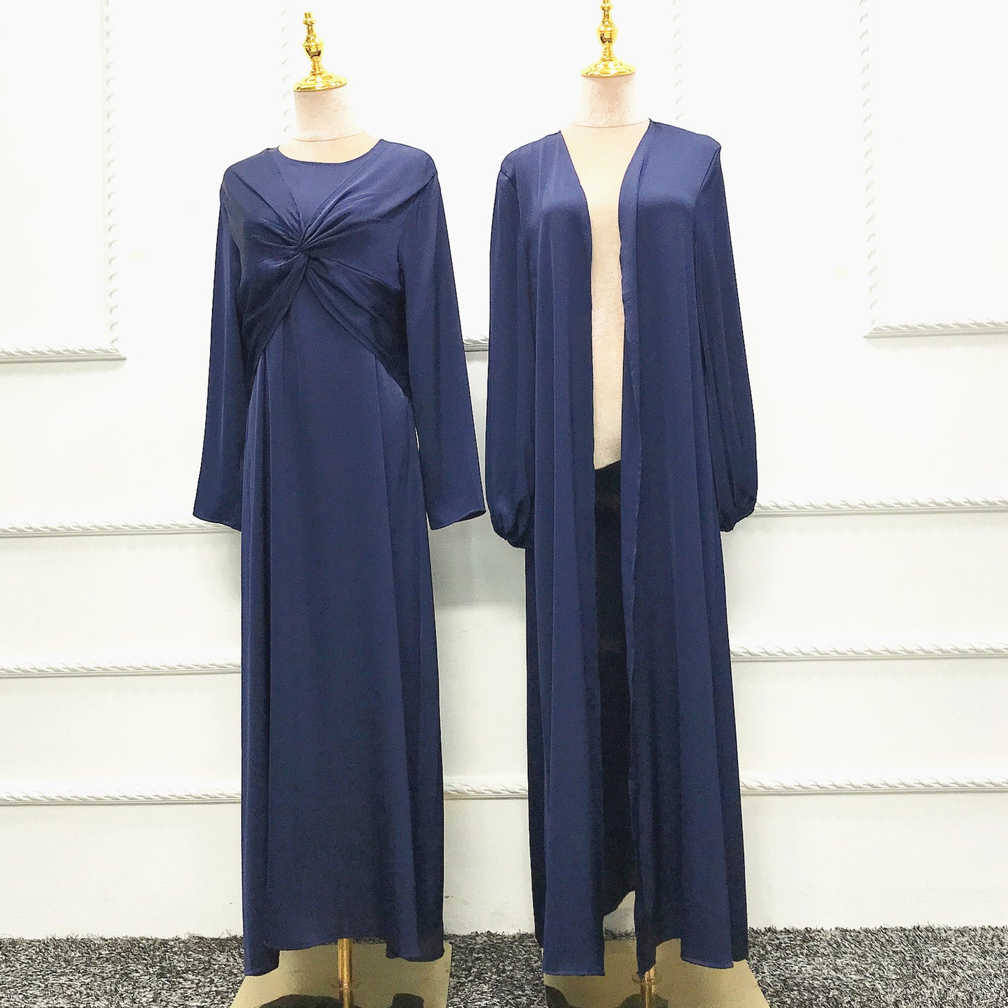 Fashion Solid Color Two-piece Dress Cardigan Suit