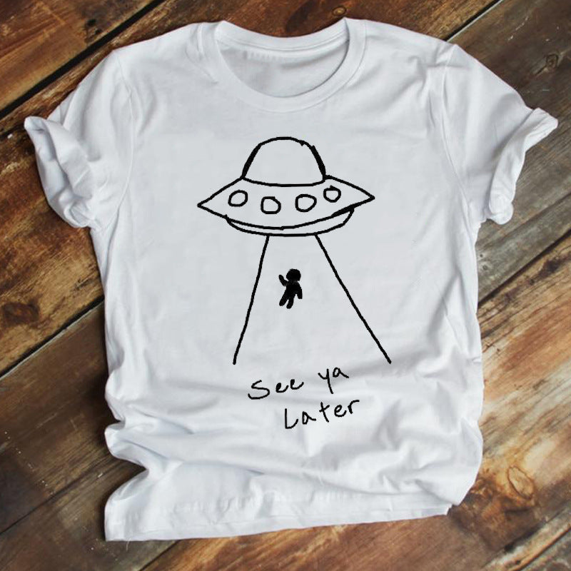 New Fashion Cartoon Printed Short-sleeved T-shirt Female Ins Trend