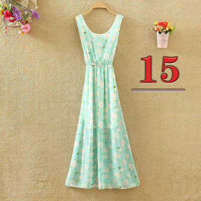 Sling sweet floral chiffon dress