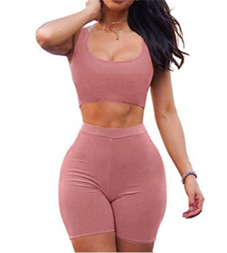 Sleeve vest shorts suit