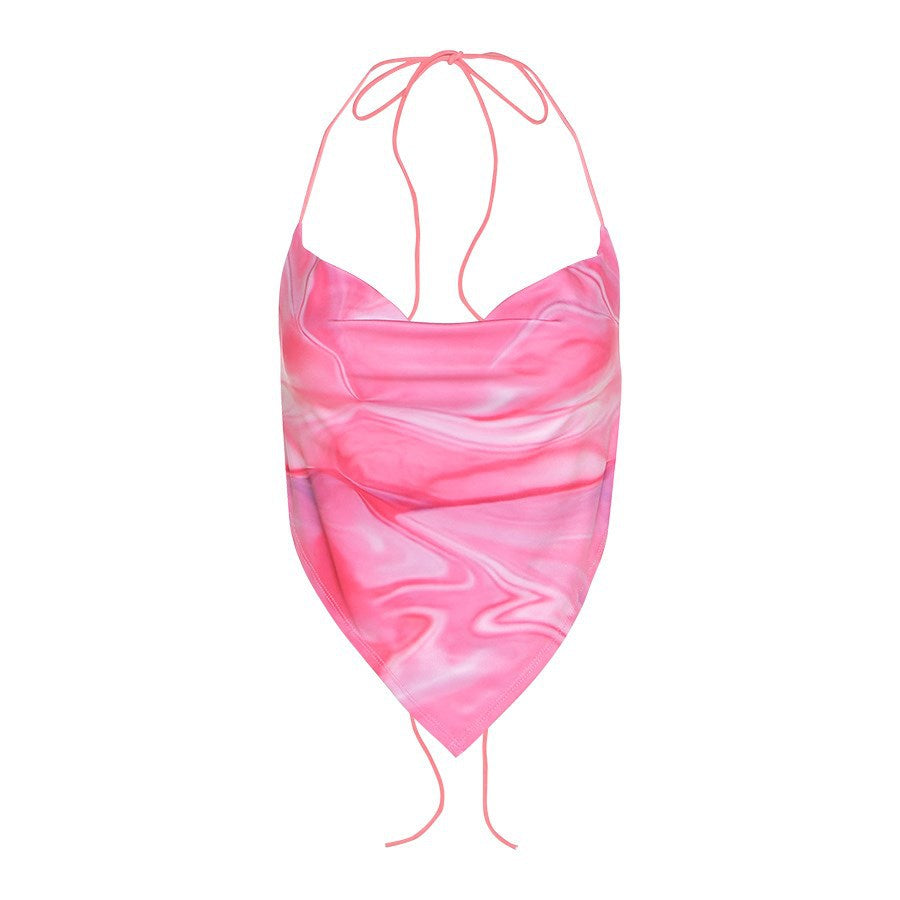 Summer Women's Clothing New Sling Backless Halter Vest T-shirt