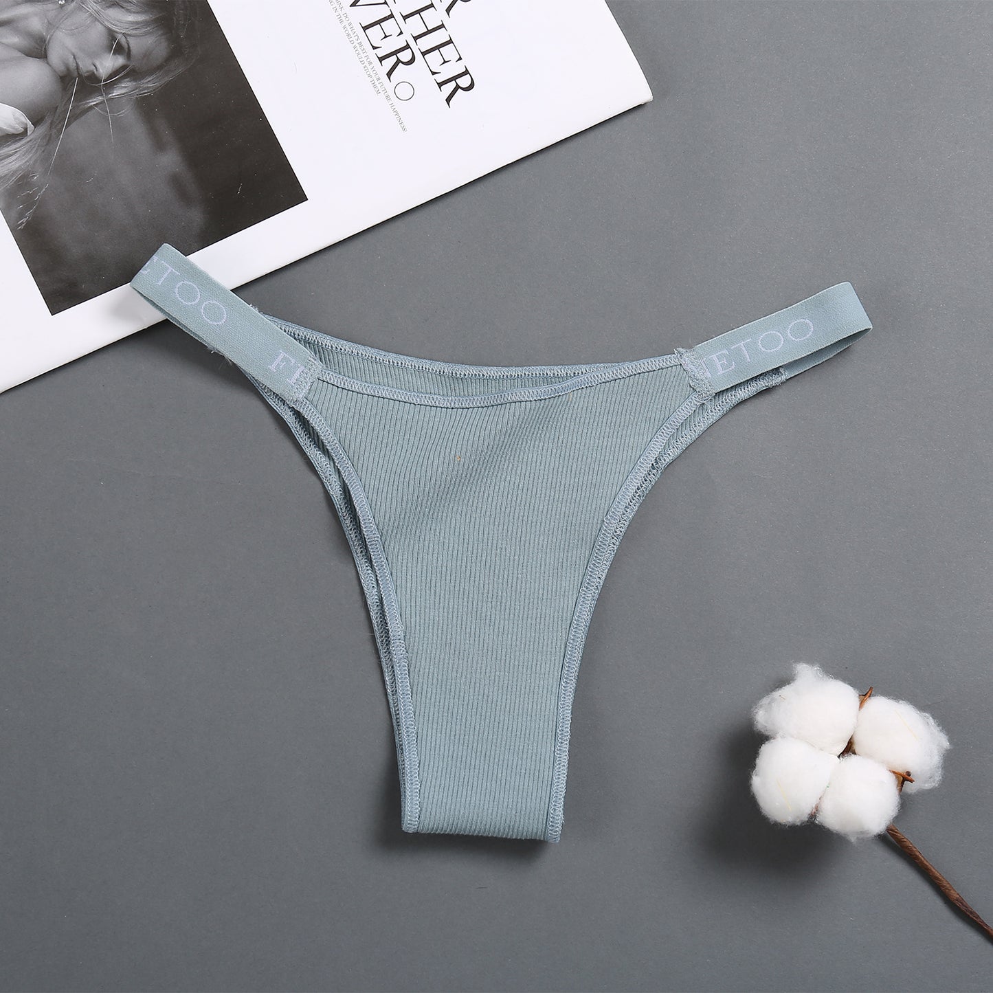 Women's high waist high slit cotton thong